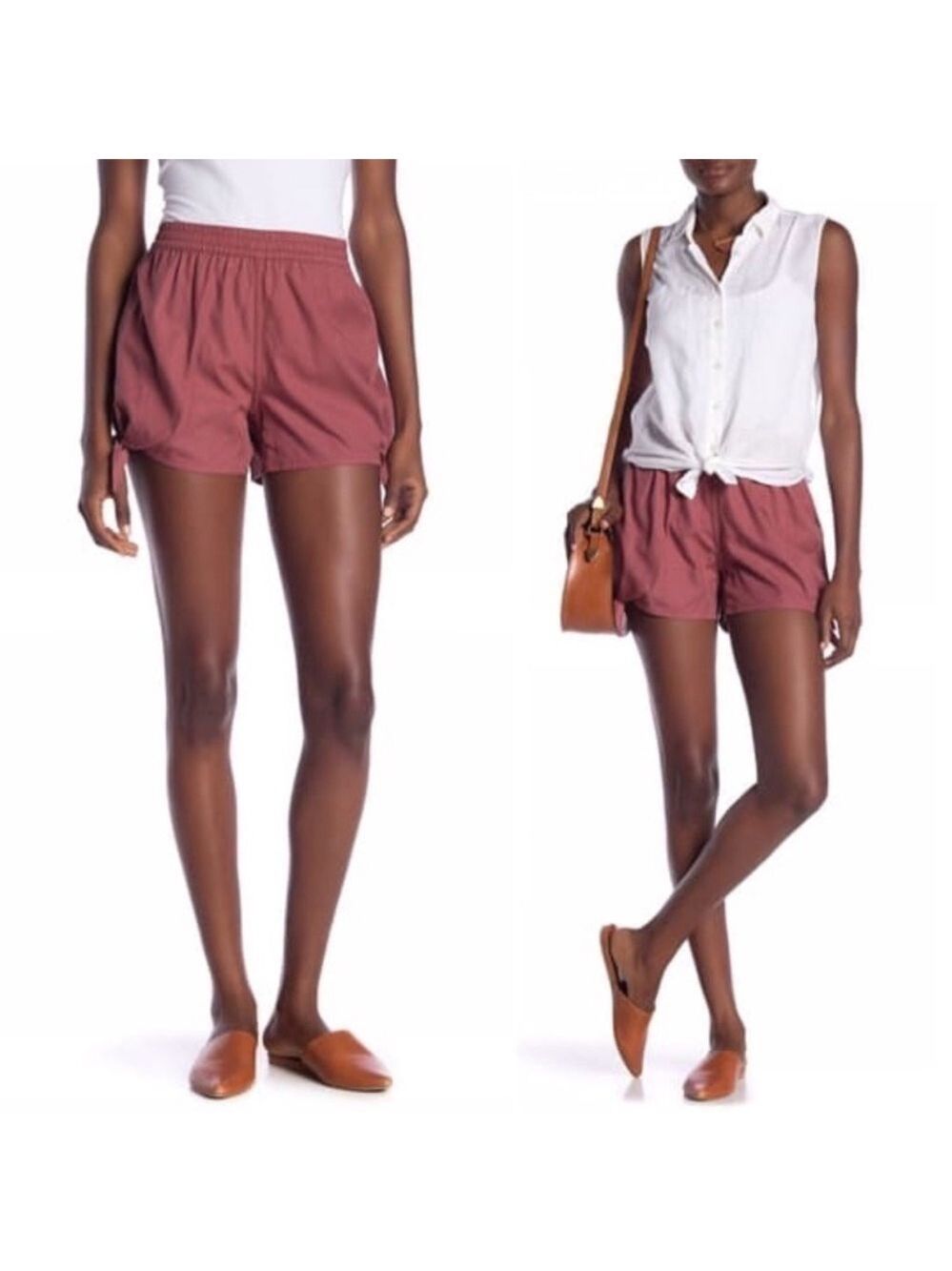 MADEWELL Elastic Side Tie Shorts In Mauve